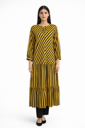 Black and yellow strip linen mexi 2 piece set 1