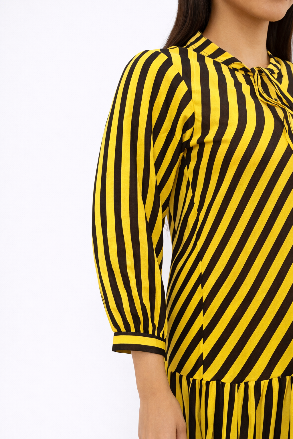 Black and yellow strip linen mexi 2 piece set 3