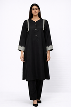 Stitched plain linen 3 piece set-2