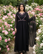 Black chiffon Anarkali 4 piece