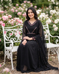 Black chiffon Anarkali 4 piece