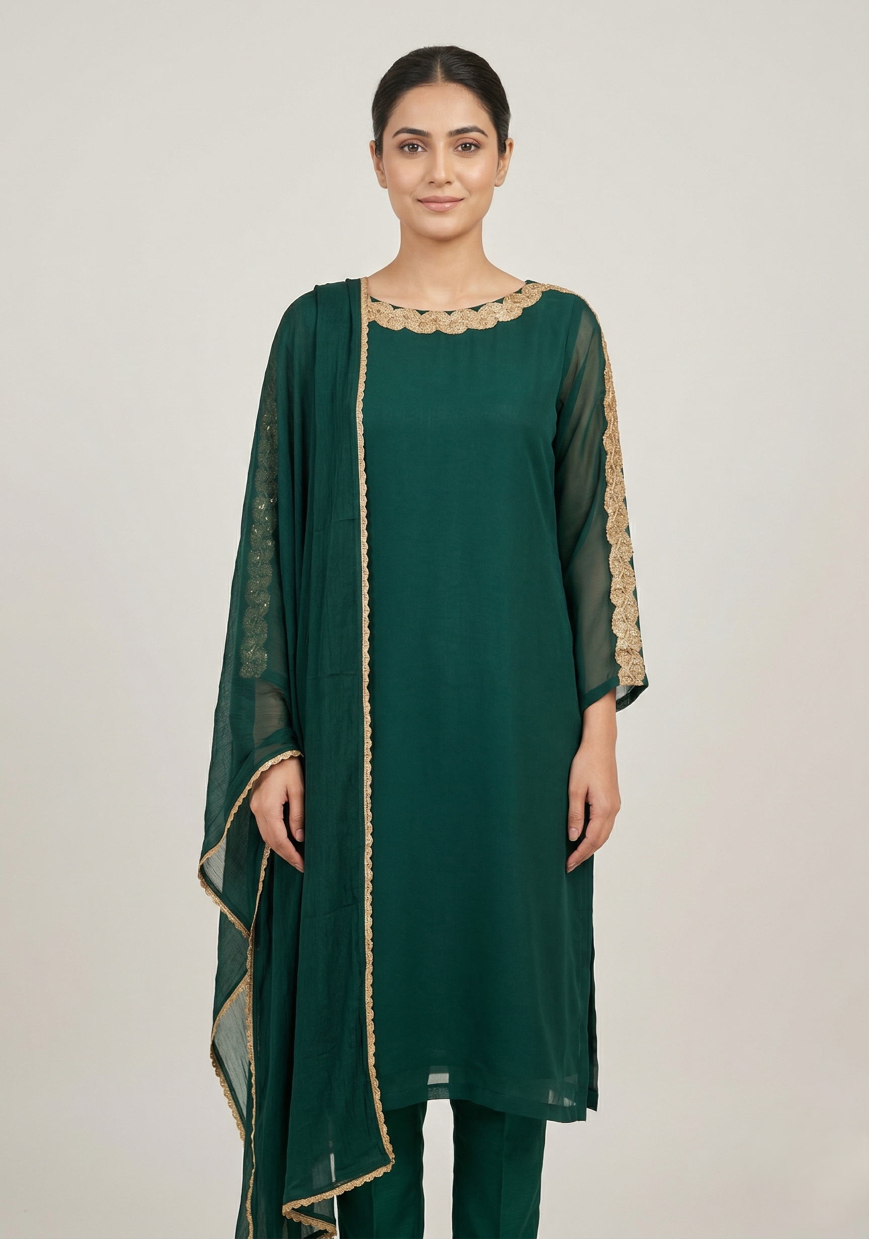 green chiffon 3 piece set