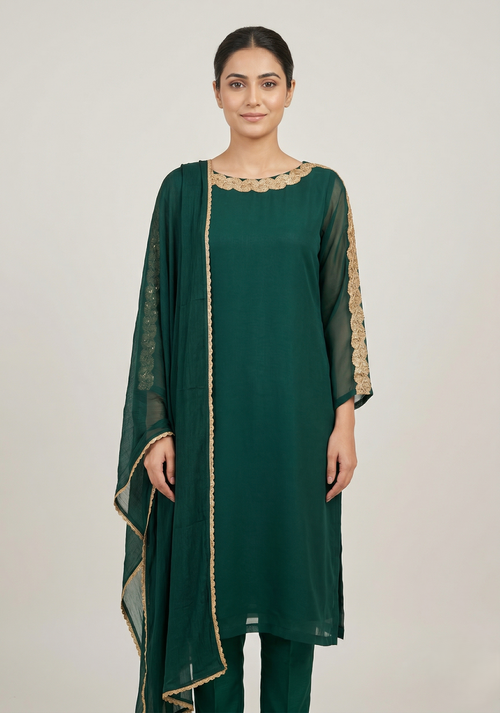 green chiffon 3 piece set