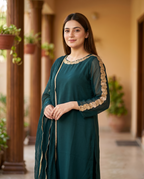 Green Chiffon 4-piece Kurta set