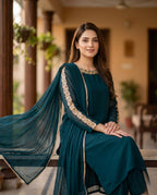 Green Chiffon 4-piece Kurta set