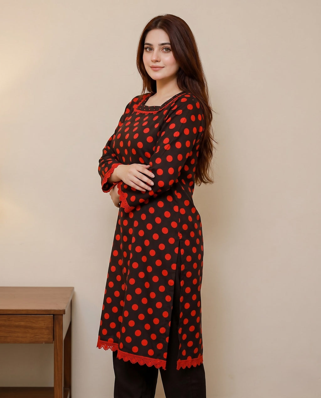 Polka Dots Kurti Set-00101