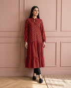 Stripped Red Linen Maxi Set