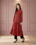 Stripped Red Linen Maxi Set