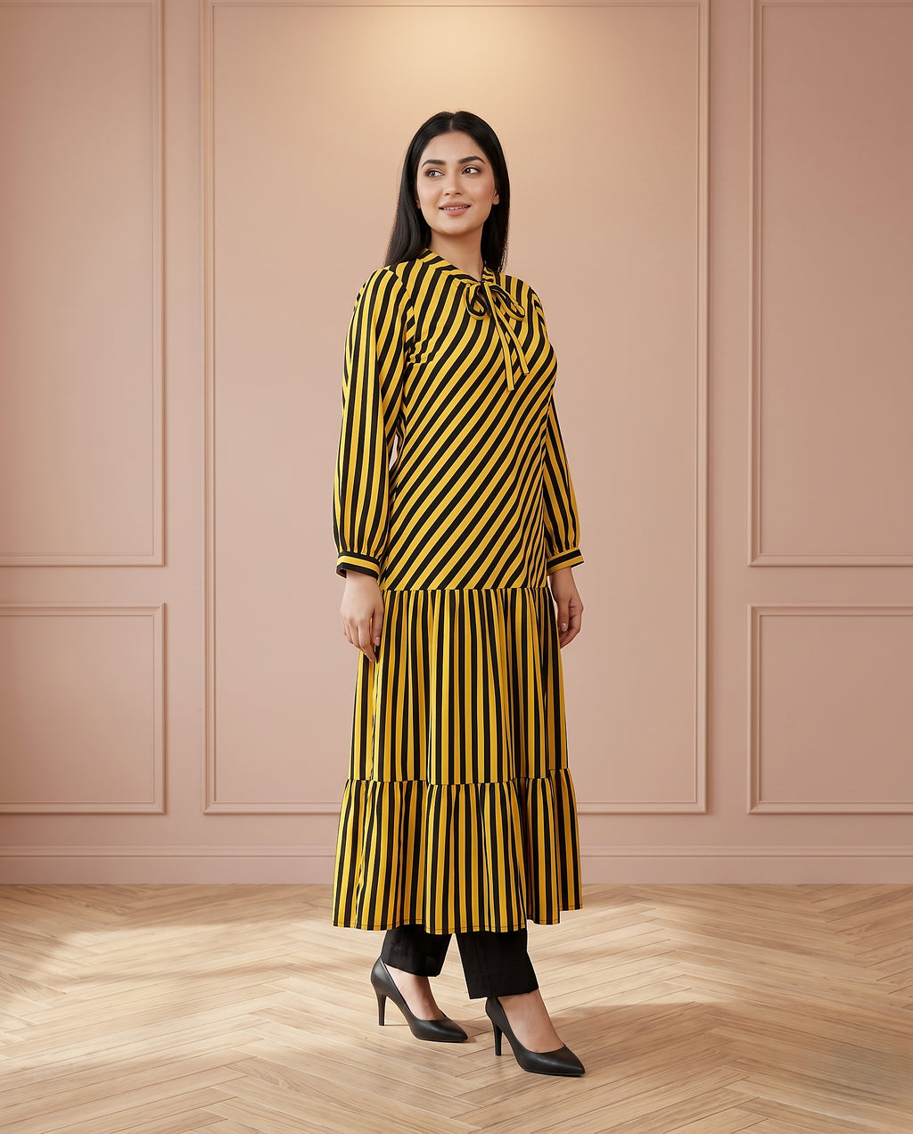 Stripped Yellow Linen Maxi Set